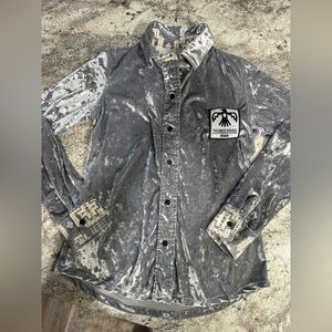 Silver crushed Velvet THUNDERBIRD BRAND rodeo shirt size M womens